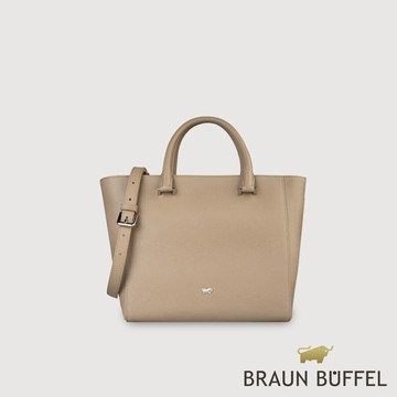 【BRAUN BUFFEL 德國小金牛】台灣總代理 依雅娜 小托特包-奶茶棕/BF853-55-SVM