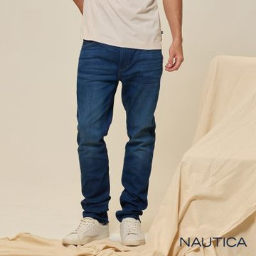 Nautica 官方旗艦 男裝 涼感經典直筒牛仔褲-灰藍色
