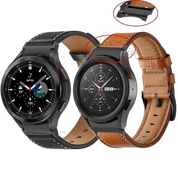 【免運】三星Galaxy Watch7/FE/6/5/4車線皮革錶帶Samsung40/44mm腕帶 三星皮革錶帶