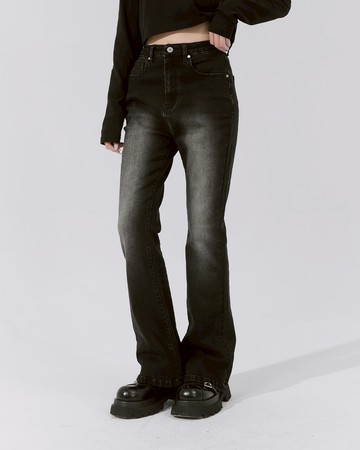 質感洗水刷白牛仔喇叭褲 S/M/L/XL