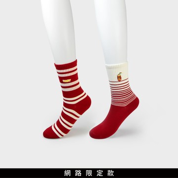 SO NICE 新年開運趣味刺繡條紋襪子