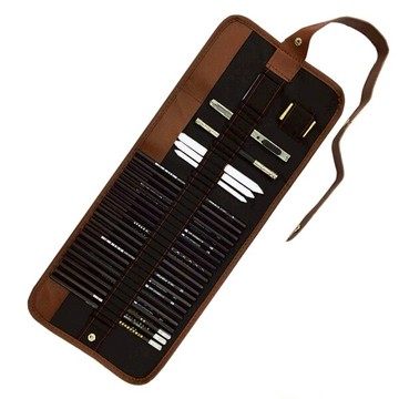 超取免運  卷軸式素描筆組 素描鉛筆 素描工具組 2B鉛筆畫圖寫生用具 美術用品 贈品禮品