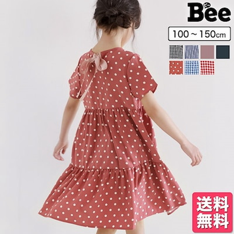 ティアード半袖ワンピース 水玉 ドット ギンガムチェック 子供服 キッズ ガールズ リボン 通販 Lineポイント最大1 0 Get Lineショッピング