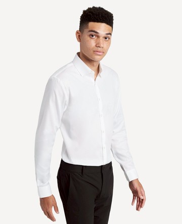 Kenneth Cole | Slim-Fit Button-Down Stretch Dress Shirt With Tek Fit in White, Size: 16/32
