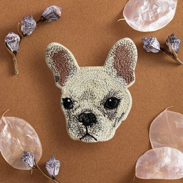 【寵物刺繡貼紙-燙布貼】法鬥犬 (大尺寸-B0011)