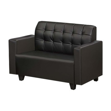 IHouse-馬丁尼 海灣型皮沙發 扶手雙人椅黑色