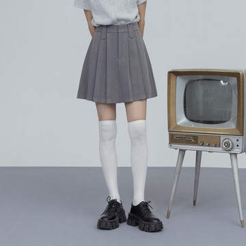 暗釦造型質感西裝百褶短裙 三色售 S/M/L