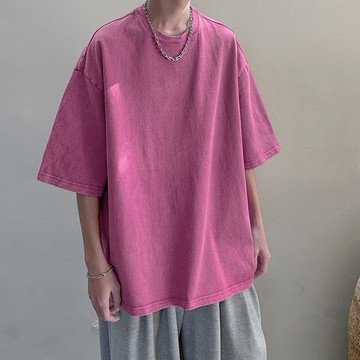 日系復古水洗做舊蠟染短袖T恤 / 100%中磅230g純棉 / 男女皆可穿 / 9色 / S-5XL / 大尺碼【QTJBYT230】