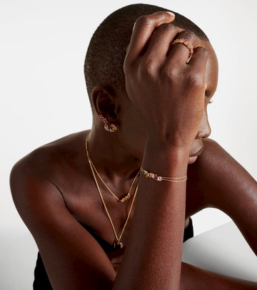 Suzanne Kalan 14kt gold adjustable chain bracelet with gemstones