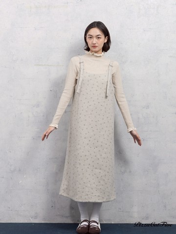 小花毛呢肩帶洋裝 PizzaCutFive PCF253487026