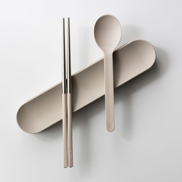 健康於筷 Togo餐具組 奶茶 (短款筷子、湯匙、外出盒)