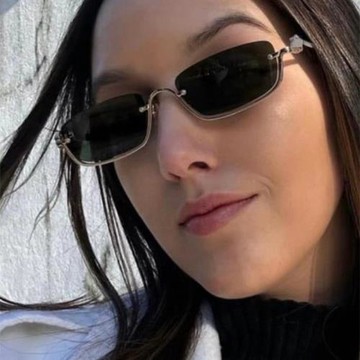 方形小框太陽鏡下半框2024新款太陽眼金屬太陽眼鏡個性歐美墨鏡女