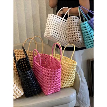鏤空洗澡提籃度假風沙灘包菜籃子編織手提包小拎包女包野餐包