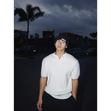 PAPASLILMONSTER美式復古亨利針織高級麻花紋理打底T恤短袖