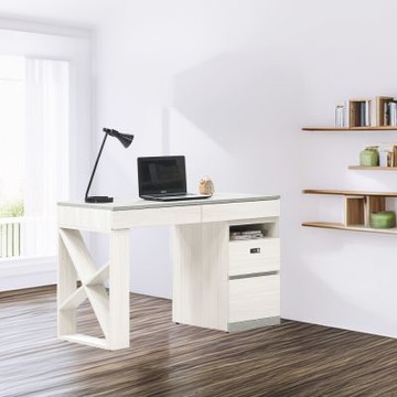 文創集 古爵4尺雙色四抽書桌(內置密碼鎖＋耐磨美耐皿桌面)-120x56x79cm免組