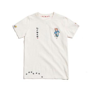 江戶勝 日系 女裝 太郎系列 酒樽太郎短袖T恤(淺卡其) #上衣