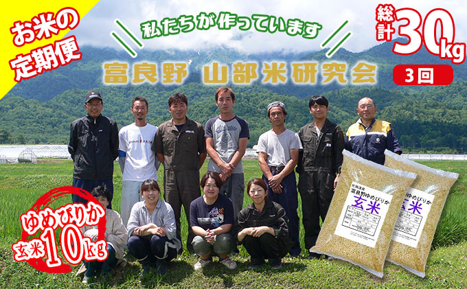 ◆3ヵ月定期便◆ 富良野 山部米研究会玄米 5kg×2袋（10kg）