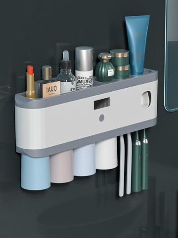 牙刷置物架免打孔掛墻式智能殺菌網紅刷牙杯掛墻式衛生間納架套裝