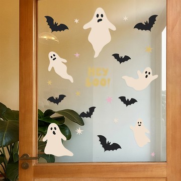 【好物良品】60x60cm_萬聖節無痕無膠可重複使用玻璃窗戶PVC抗UV靜電貼60x60cm 蜘蛛網蜘蛛