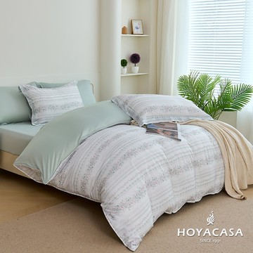 HOYACASA 加大抗菌天絲兩用被床包四件組-晨露清吟