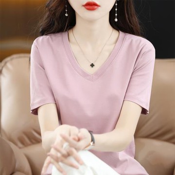 絲光棉t恤女23夏季新款100純棉短袖上衣白色簡約高端精梳棉體恤