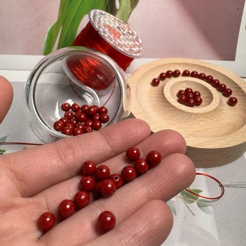 紅硃砂珠 6mm/8mm❤️❤️隨機出貨 紅硃砂散珠 紅硃砂珠 DIY手作最愛 紅硃砂 A3632