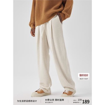 (免運)BODYDREAM絨感微彈褲子男老錢松弛直筒褲迪木爾風長褲寬松休閑褲