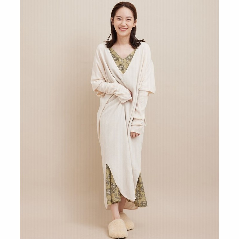 サロン アダム エ ロペ クリーミーコットン アームウォーマー付きワンピース レディース オフホワイト F Salon Adam Et Rope 通販 Lineポイント最大get Lineショッピング