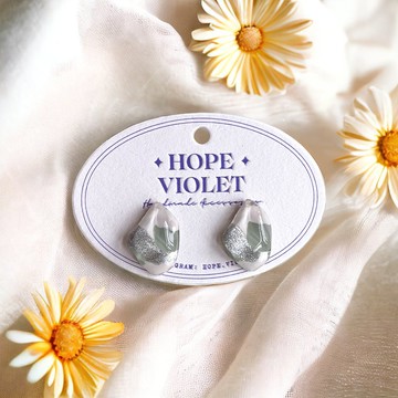 溫柔復古綠白色系耳環- Softness