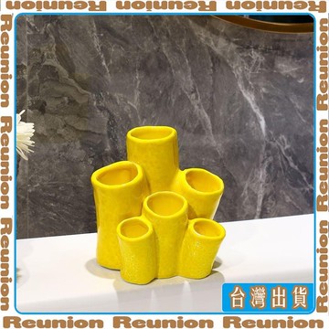 🏠臺灣出貨🏠Reunion✔簡約陶瓷仿真海珊瑚化妝刷收納筒桌面學生筆筒洗臉檯牙具收納架子