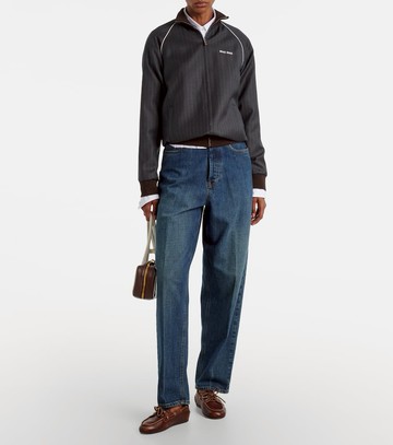 Miu Miu Pinstripe virgin wool blouson