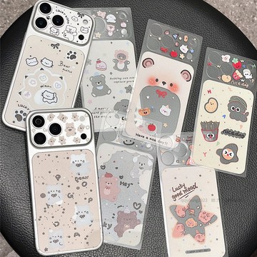 可愛小熊 透明軟膜 磨砂膜 適用於iPhone 17Pro Max 鏡頭貼iphone17Pro手機背部貼紙 軟膜適用1