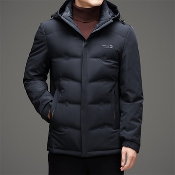 [巴黎精品] 真羽絨90%白鴨絨羽絨外套羽絨衣夾克-連帽休閒牛奶絲保暖男外套3色a1is141