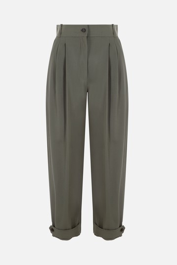 ALEXANDER McQUEEN wool and cotton peg-leg high waist pants Woman