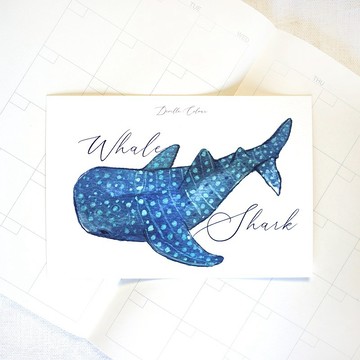 【鯨歸何處 - Whale Shark 鯨鯊】 水彩插畫 明信片 鯨魚 鯨落 海