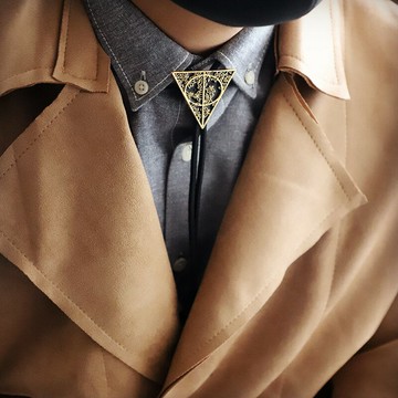 暗黑系 哈利波特三圣器三角波洛領帶 男 韓版個性皮領繩 BOLO TIE