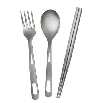 Beroso 倍麗森 鈦合金環保露營餐具組  1組  筷子 + 湯匙 + 叉子  灰色