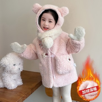 中小女童-仙人掌星星加絨加厚貓貓外套