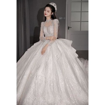 法式婚紗新娘2026新款主婚紗高級質感小個子重工大碼顯瘦長袖冬款