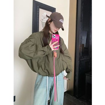 美式復古軍綠色立領夾克外套女春季2025新款韓版小眾氣質休閑上衣