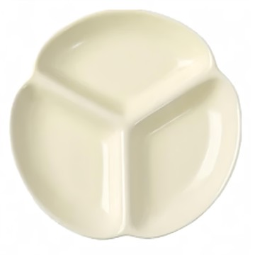 Homely Zakka 北歐三葉形陶瓷健康分隔餐盤  奶油白  7吋(19 x 19 x 2.8cm)  1個