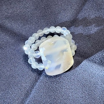 •唯一• 櫻花瑪瑙×灰拉長石 浪漫系設計款戒指