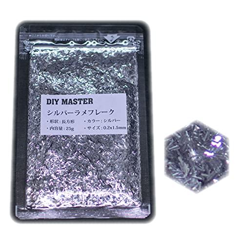 DIY MASTER シルバー ラメフレーク ロング 0.2mmx1.5mm (小) 25g