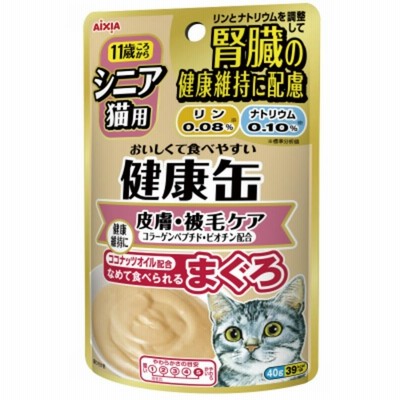【お取寄せ品】 アイシア 健康缶パウチ 皮膚・被毛ケア シニア猫用 40g×12入