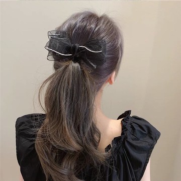 蝴蝶結發夾女夏后腦勺歐根紗頭飾發卡夏季仙氣年新款高級頭花