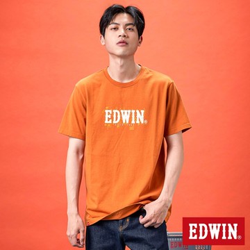 EDWIN 男女裝 網路獨家 晶片LOGO短袖T恤-黃褐色