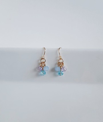 紫色藍色迷你耳環 玻璃珠 生日禮物 簡約 輕巧 可改抗過敏耳針或耳夾