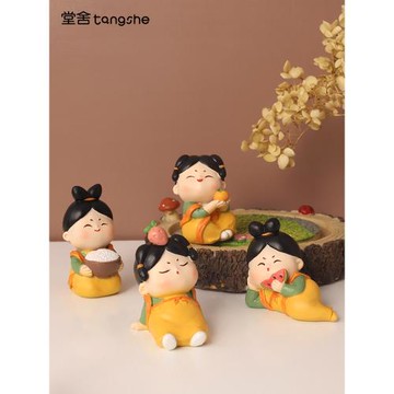 古風唐仕女擺件可愛少女心家居裝飾品唐小圓Q版玩偶女生中秋禮物
