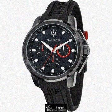 MASERATI手錶 R88511230072 44mm 黑錶殼，深黑色錶帶款 _廠商直送