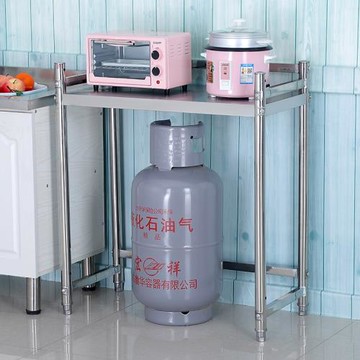 不銹鋼廚房置物架單層架微波爐架雙層架煤氣罐架帶圍擋消毒柜架子